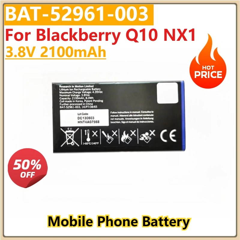 

New Replacement Mobile Phone Battery BAT-52961-003 3.8V 2100mAh For Blackberry Q10 NX1 High Quality