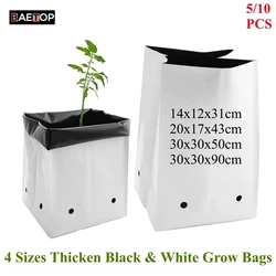 Thick PE Grow Bags for Plants Seedling Nursery, White and Black Film Containers for Potting, Rooting Accessory, 6 Sizes