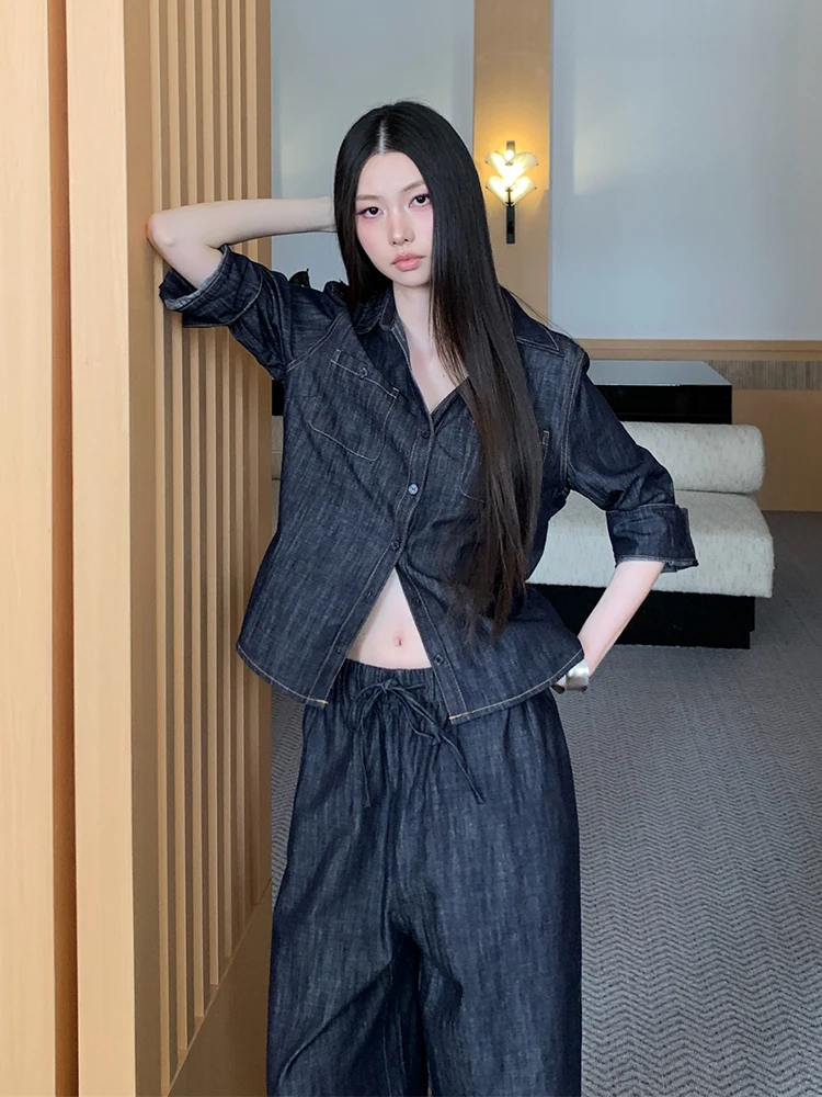 ReddaChic Minimalist Women Shirt Pant Matching Set Office Single-breasted Blouse Carrot Fit Palazzo Pants Vintage Autumn Clothes