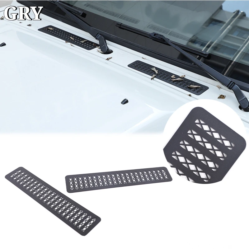 Car Windshield Drain Hole Anti-Clog Net Trim For Toyota Land Cruiser LC71 LC76 LC79 2007-26 Stainless Steel Exterior Accessories