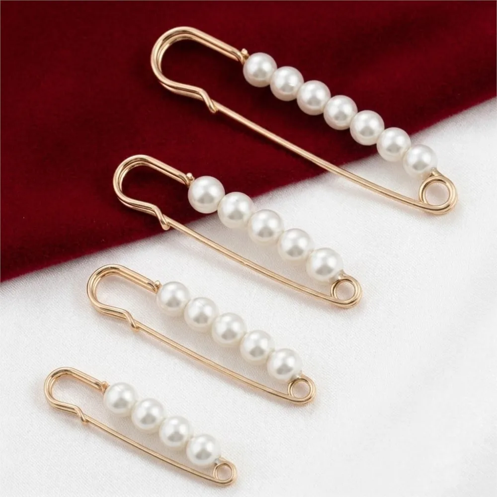 10pcs Large Faux Pearl Decorative Safety Brooch Pins for Women Clips for DIY Women Clothing Dress Pants Skirt Jewelry Making