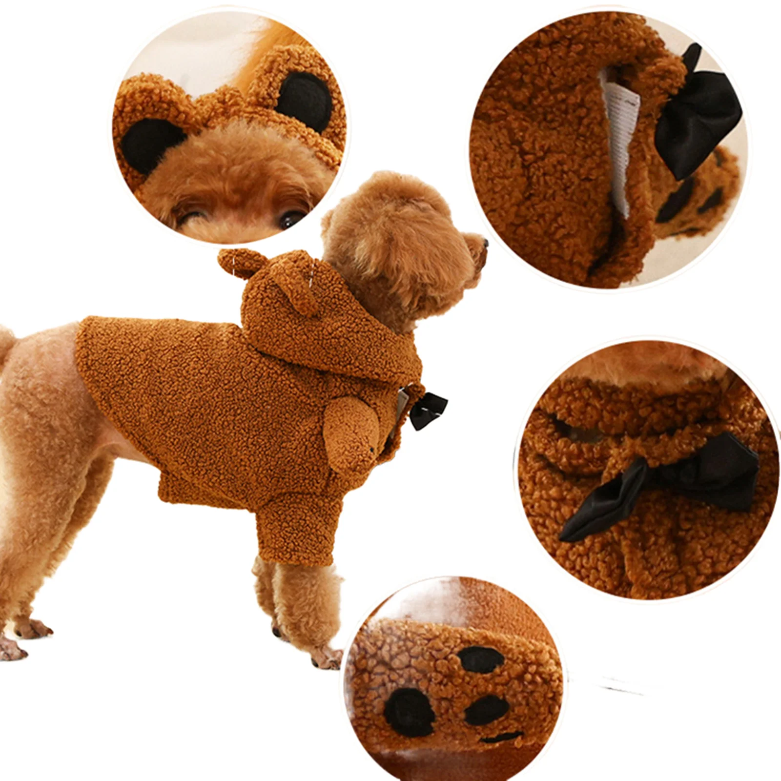 Pet Dog Children Girl Cosplay Animal Furry Outfit Brown Bear Party Performance Costume Loungewear Top Pants with Mask Headgear