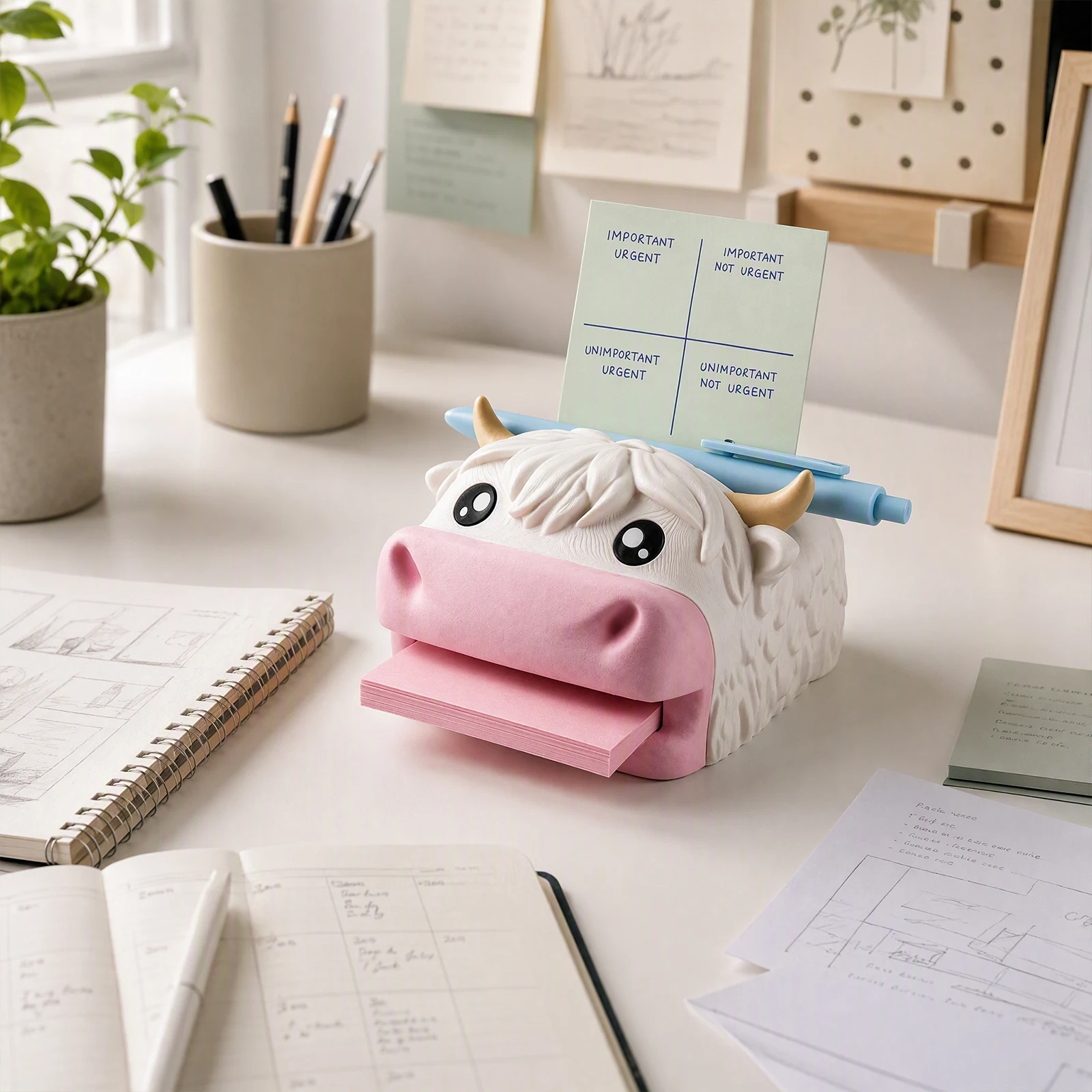Animal Shaped Note Holder Frog Hippo Scottish Scotland Celtic Cow Desk Organizer with Pen Slot