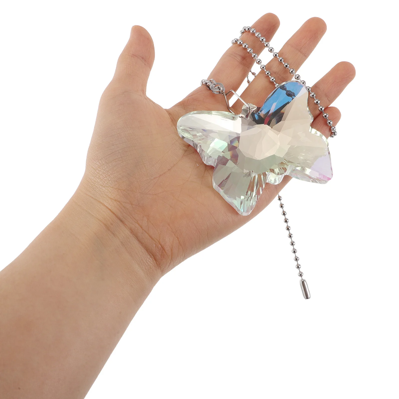 

4Pcs Crystal Ceiling Fan Pull Chain Butterfly Pendant Sun Catcher Extension Decor Light Switch Decoration Pink