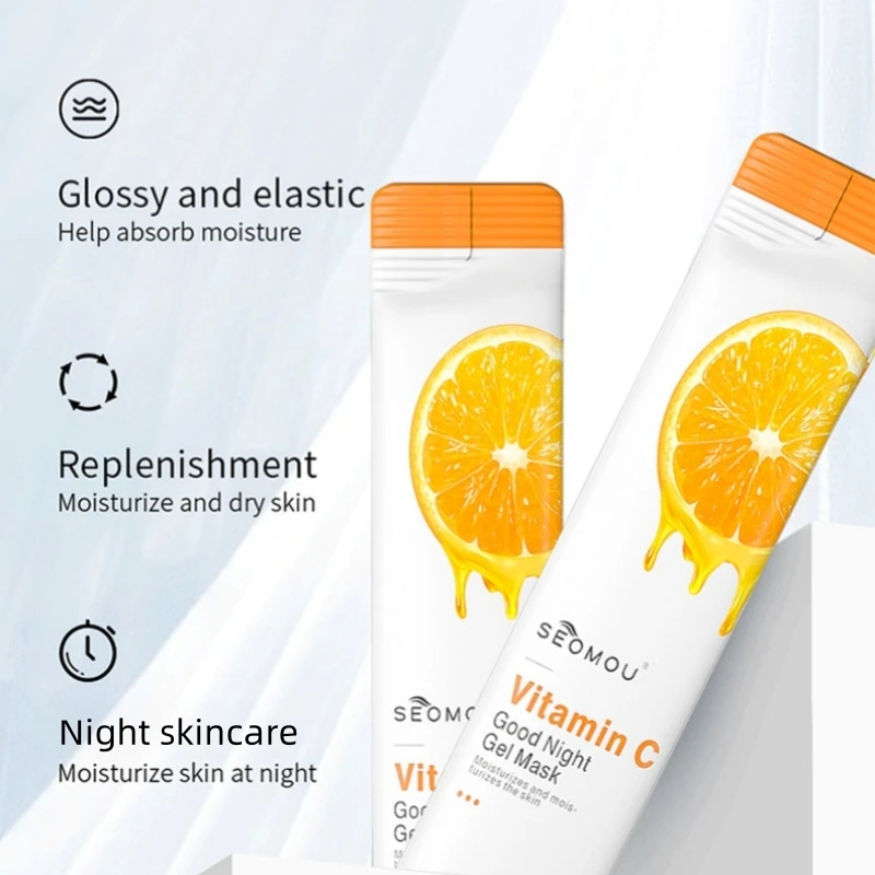 4 مل * 20 قطعة/صندوق قناع جيلي جود نايت فيتامين سي، يطبق كقناع نوم، قناع غير شطف، يمكن استخدامه لجمال الوجه أثناء النوم، يحتوي على خلاصة البرتقال الطازجة، ومستخلص جيلي ملكي، وما إلى ذلك. ، يرطب البشرة بشكل عميق ويرطب البشرة، يشد ويضيء لون البشرة، عبوة محمولة، مريحة وصحية، يمكن استخدامها في المنزل أو أثناء السفر، مناسبة للعناية اليومية بالوجه للنساء