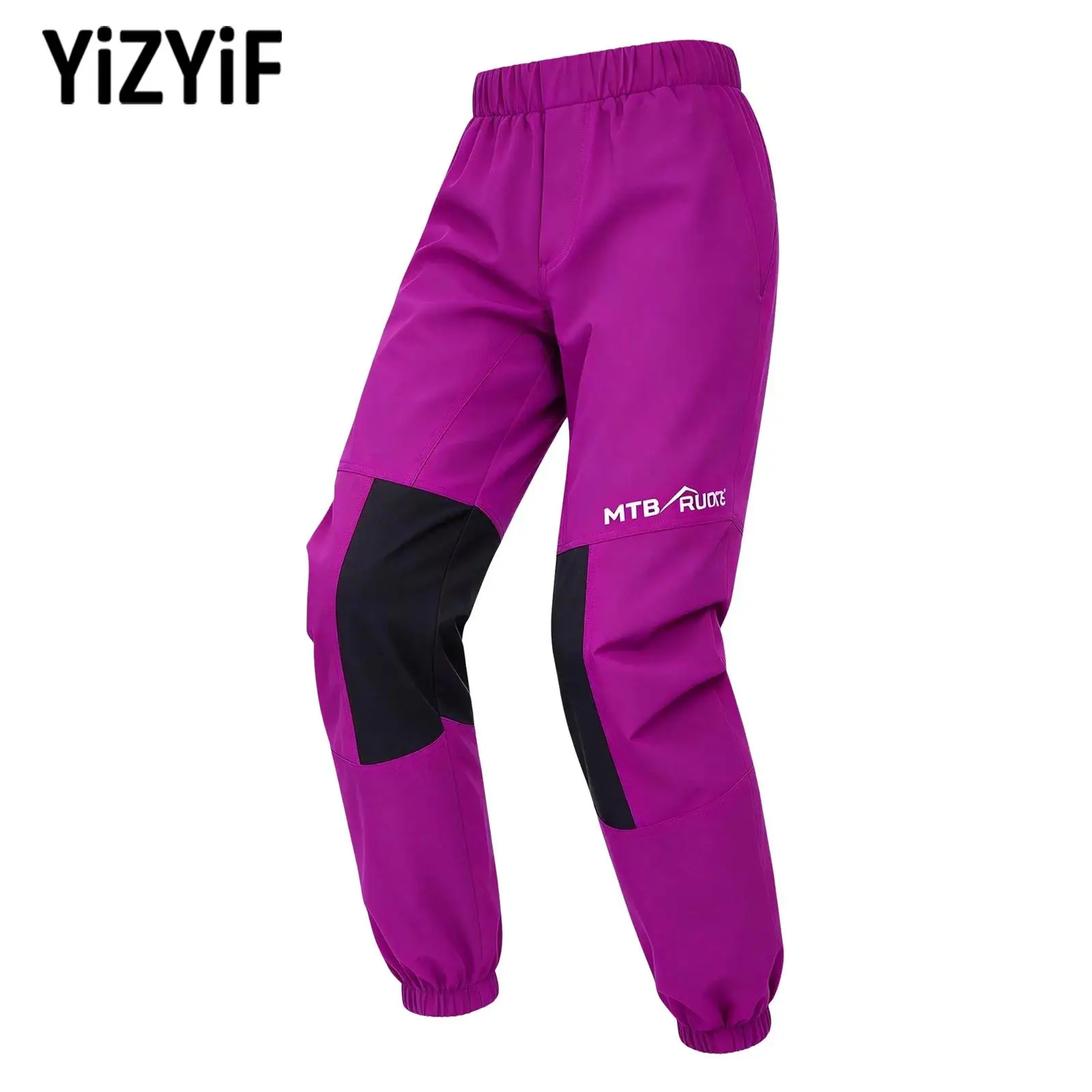 Kids Boys Mountain Bike Pants Lightweight Quick-dry Color-blocked Cycling Trousers Elastic Waistband Sweatpants with Pockets