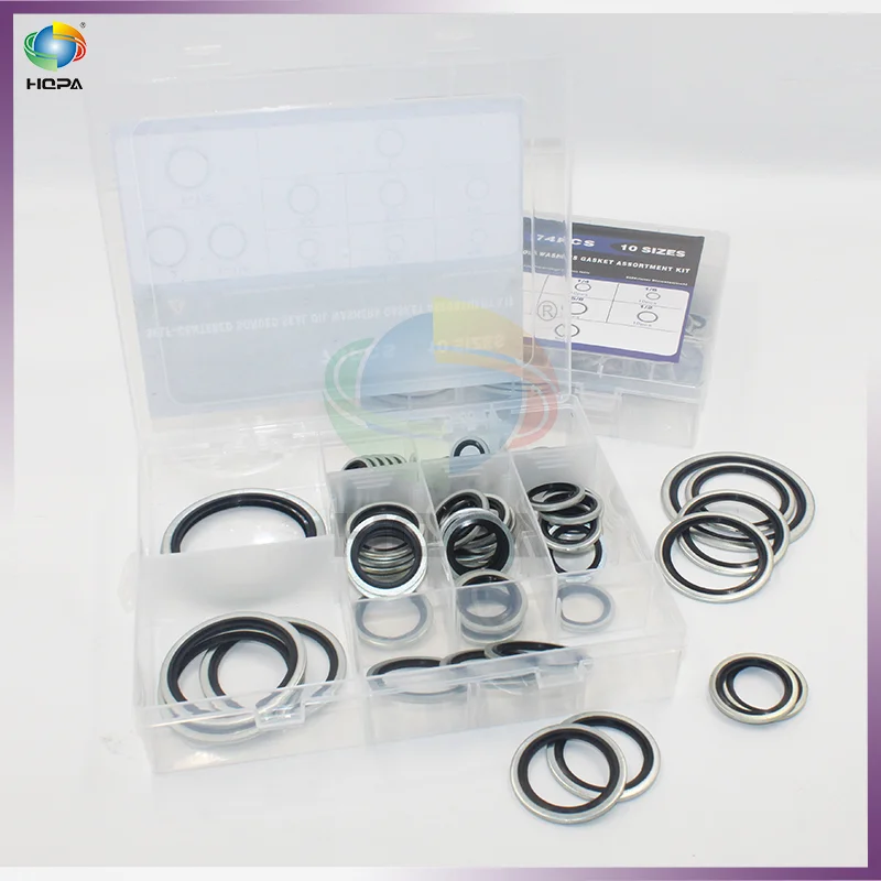 INCH WASHERS GASKET BOX SELF-CENTERED BONDED SEAL OIL WASHERS GASKET ASSORTMENT KIT