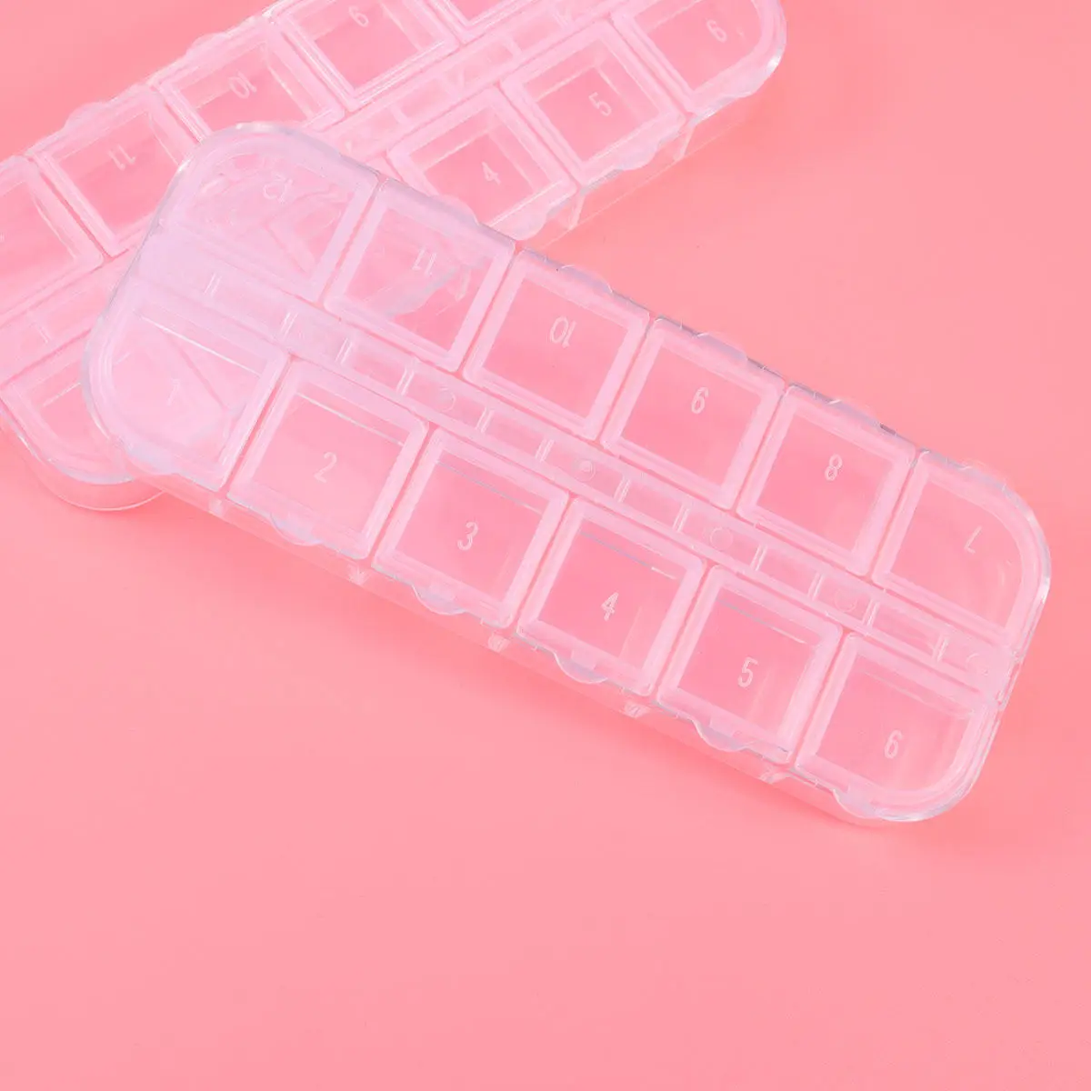 2pcs Plastic Grid Box 12-Grid Transparent Storage Case For Jewelry Ring Bead Nail Art Makeup Pill Organizer Compact Jewelry