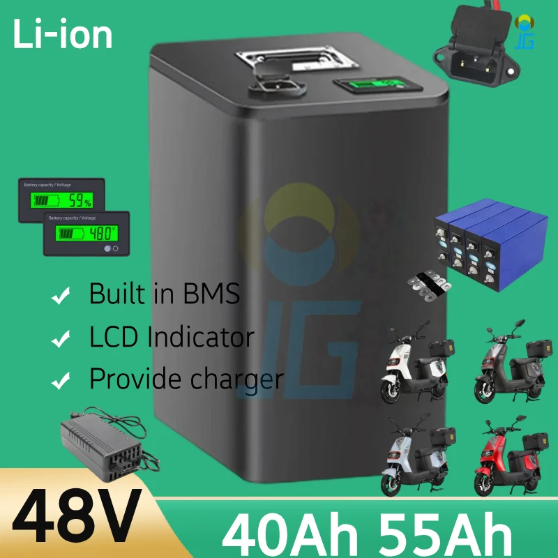 

Новый аккумулятор 48 В, 40 Ач, 55 Ач, литий-ионные аккумуляторы для 500 Вт, 800 Вт, 1000 Вт, 2400 Вт, рикша, тележки для гольфа, скейтборда, автофургона