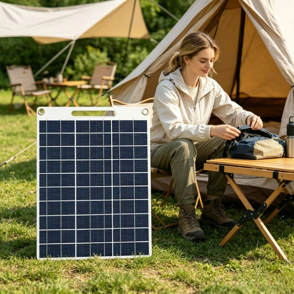 Backpack Attachable High Speed Dual USB Solar Panel Charger 15W 20W Waterproof Solar Power Bank for Long Distance Hiking