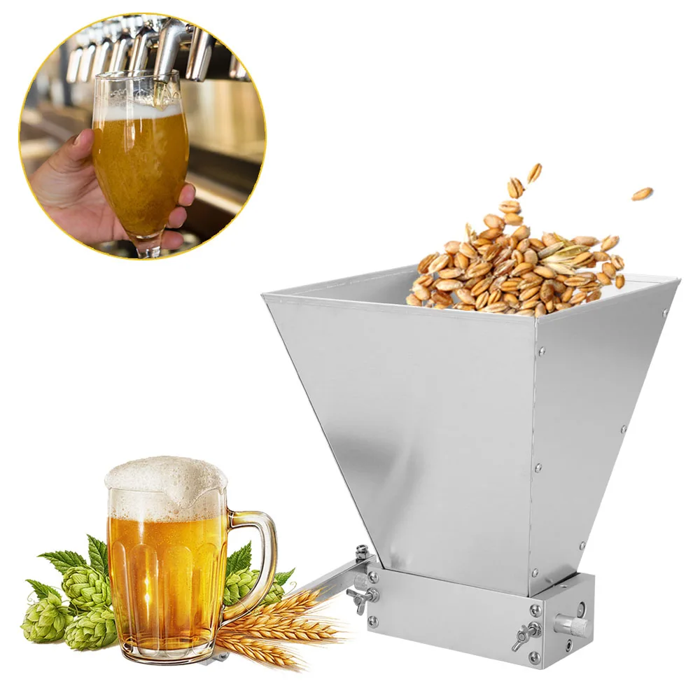 Practical2025 Stainless Steel Grain Mill 2 Roller Homebrew Barley Grinder Crusher Manual Malt Powder Maker for Home Beer Brew 21