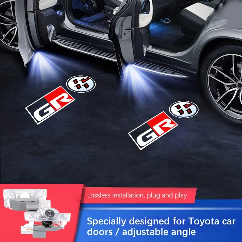 2X LED باب السيارة ترحيب مجاملة العارض شبح الظل ضوء لتويوتا غازو سباق AE86 GT86 مارك X Reiz GR الرياضة اكسسوارات
