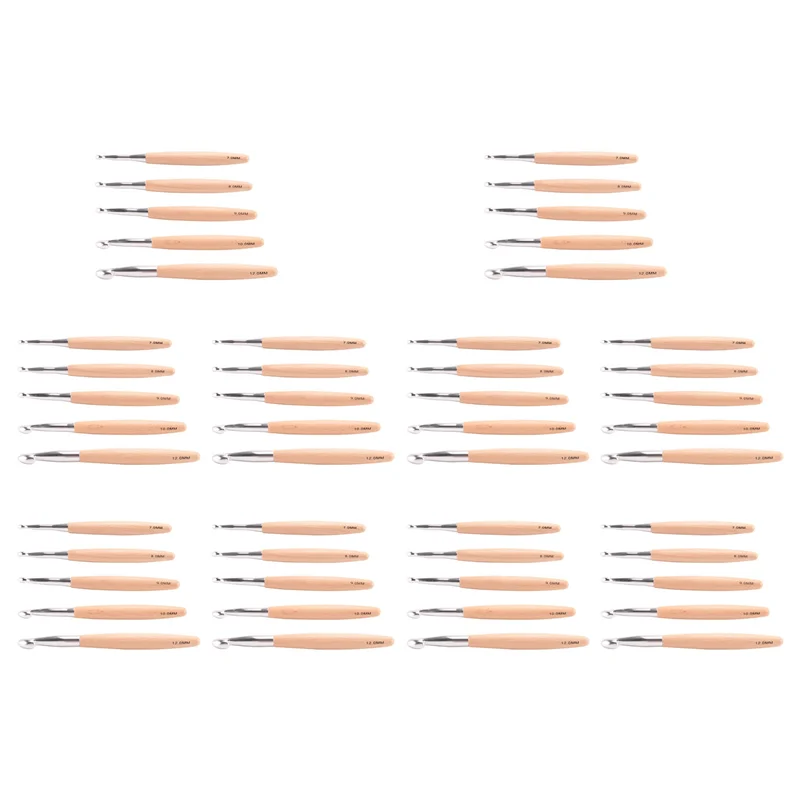 

75STO-50X Набор больших крючков для вязания крючком с ручкой из бука, крючки для вязания массивной пряжи, размер 7 мм 8 мм 9 мм 50 мм 12 мм