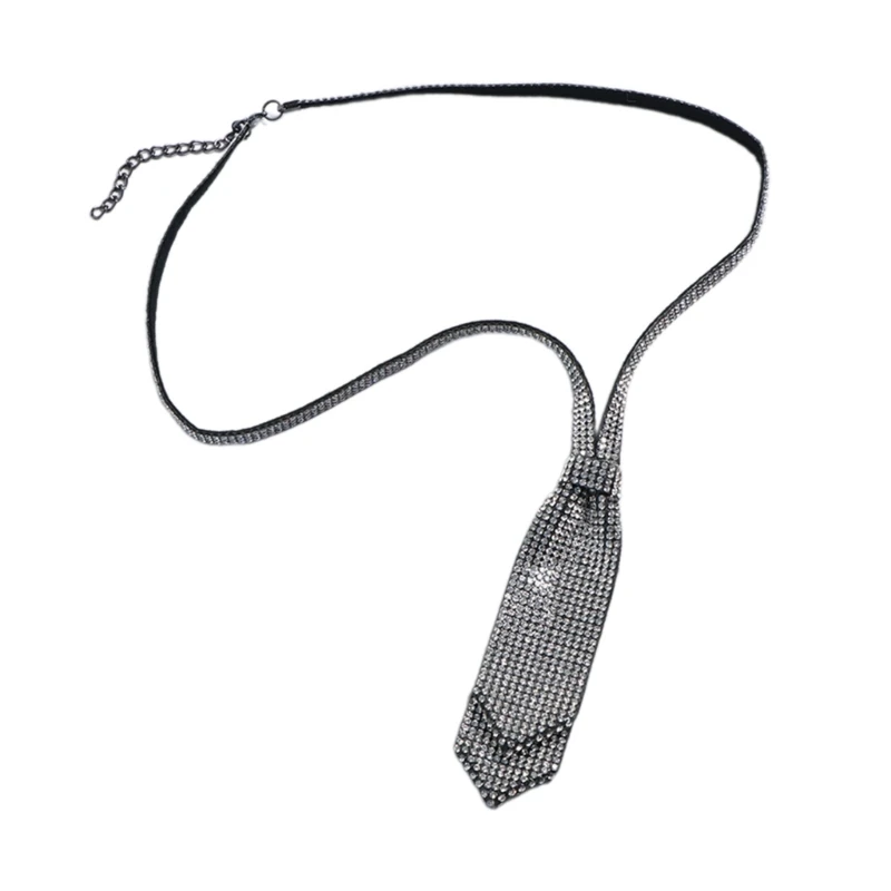 

Trendy Necktie Necklace with Shimmering Rhinestones for Fashion Enthusiasts Crystal Necklace for Weddings and Drop Shipping