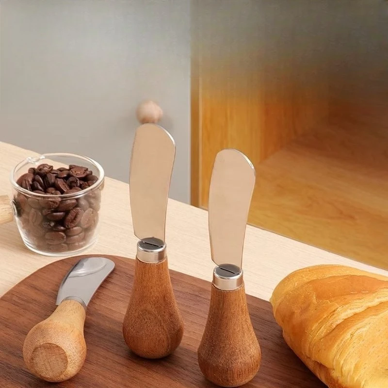 Cuchillo vertical de madera para untar mantequilla, mermelada, mantequilla de cacahuete y cortar queso