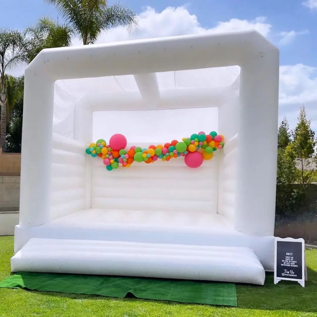 White Popular Inflatable Castle Suitable For Birthday Party Wedding With Slide Inflatable Bounce House