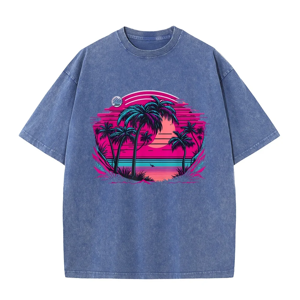 90s Vaporwave Aesthetic Palm Trees Retro 80s Art T-Shirt 남성티셔츠 Aliexpress France Brother T Shirt Gift Men Humor Casual Tee