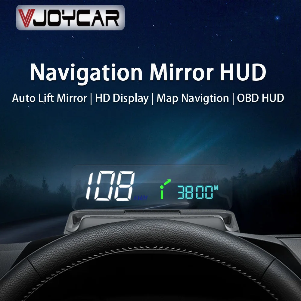 Vjoycar 2022 New Navigation HUD Auto-Lift Mirror Display RPM Speed Projector Oil consumption HUD Performance IOS & Android  App