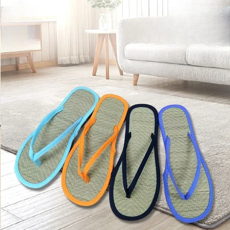 

Summer Women Flat Flip-flops Slippers Comfortable Non-slip Sandals Rattan Flip Flop Home Bathroom Fashion Slippers