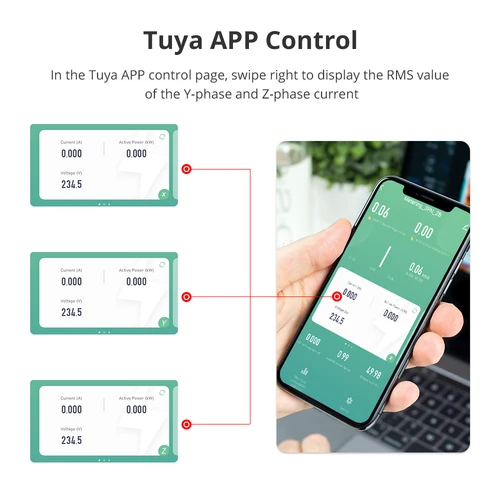 Imagen 2 del producto Zemismart Zigbee medidor de energía inteligente 3 fases 4 cables Monitor de potencia Sensor funciona con Tuya Zigbee2MQTT asistente doméstico 208V 415V