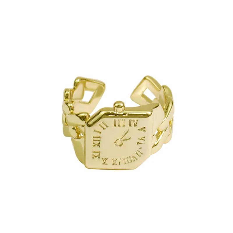 LIVVY Silver Color Vintage Creative Roman Numeral Watch Shaped Rings for Women Unique Design  Fashion Trend Jewelry