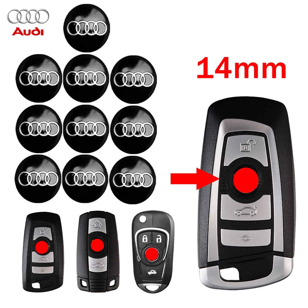 14mm For Audi Sline TT RS Quattro A6 C6 C5 C7 A5 A4 B8 B6 B7 A3 A8 A2 A1 Q3 Q5 Q7 S Car Key Remote Control Button Badge Sticker view 5