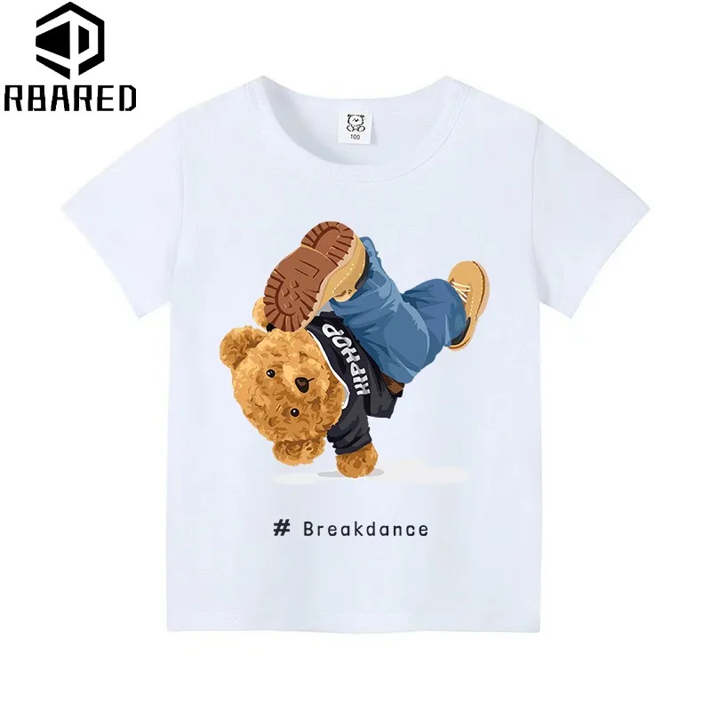 Trendy Teddy Bear Children\'s T-shirt 100% Cotton Boys Clothes Stitch Tops Top Shirts Brands Short Sleeve 2024 Kids Clothes Stich