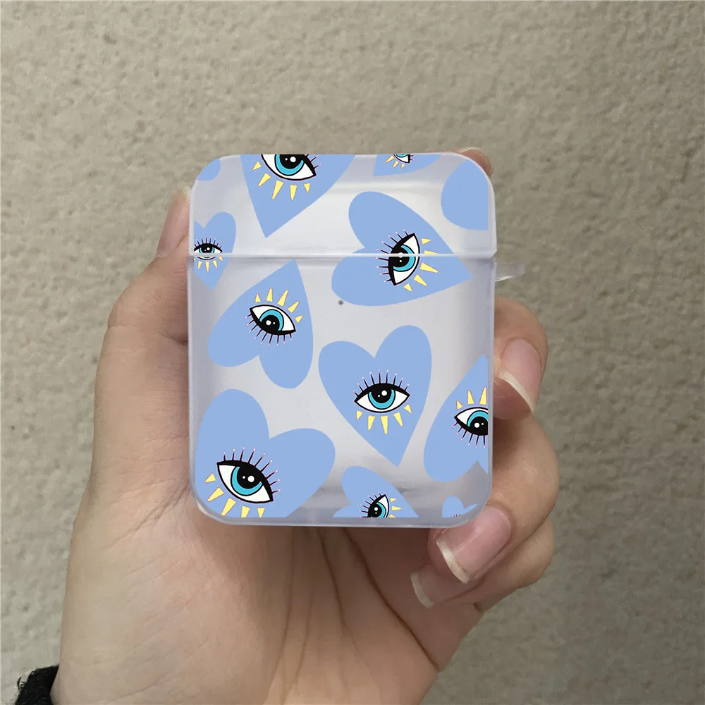 Fashion Lucky Eye Blue Evil Eye Print Earphone Case For Airpods 1 2 3 Pro Wireless Headphone Cover For Air Pods Pro2 Accessories