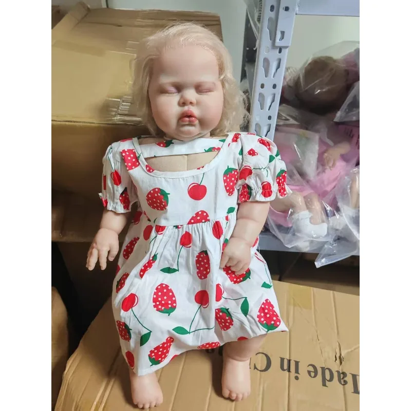 

60CM Reborn Dolls Pickle Cloth Body with Rooted Hair Lifelike Realistic Visible Veins Skin Tone Baby Doll Girls Gift