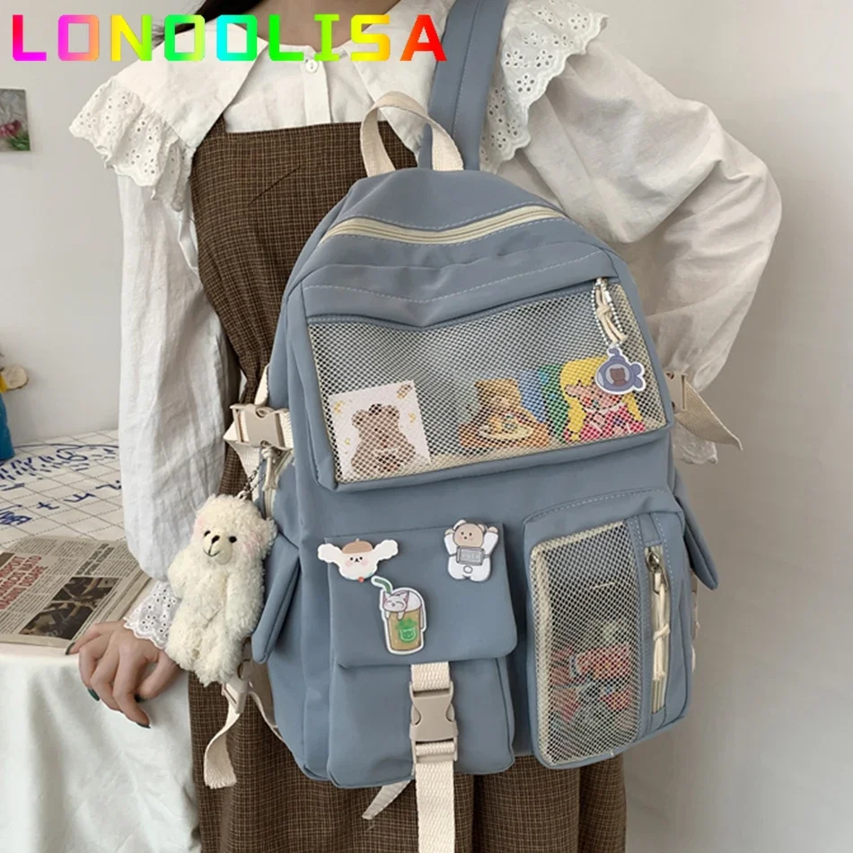 Preppy Sac Backpack Women Bagpack Waterproof Candy Colors Backpacks Fancy High School Bags for Teenage Girl Cute Travel Rucksack