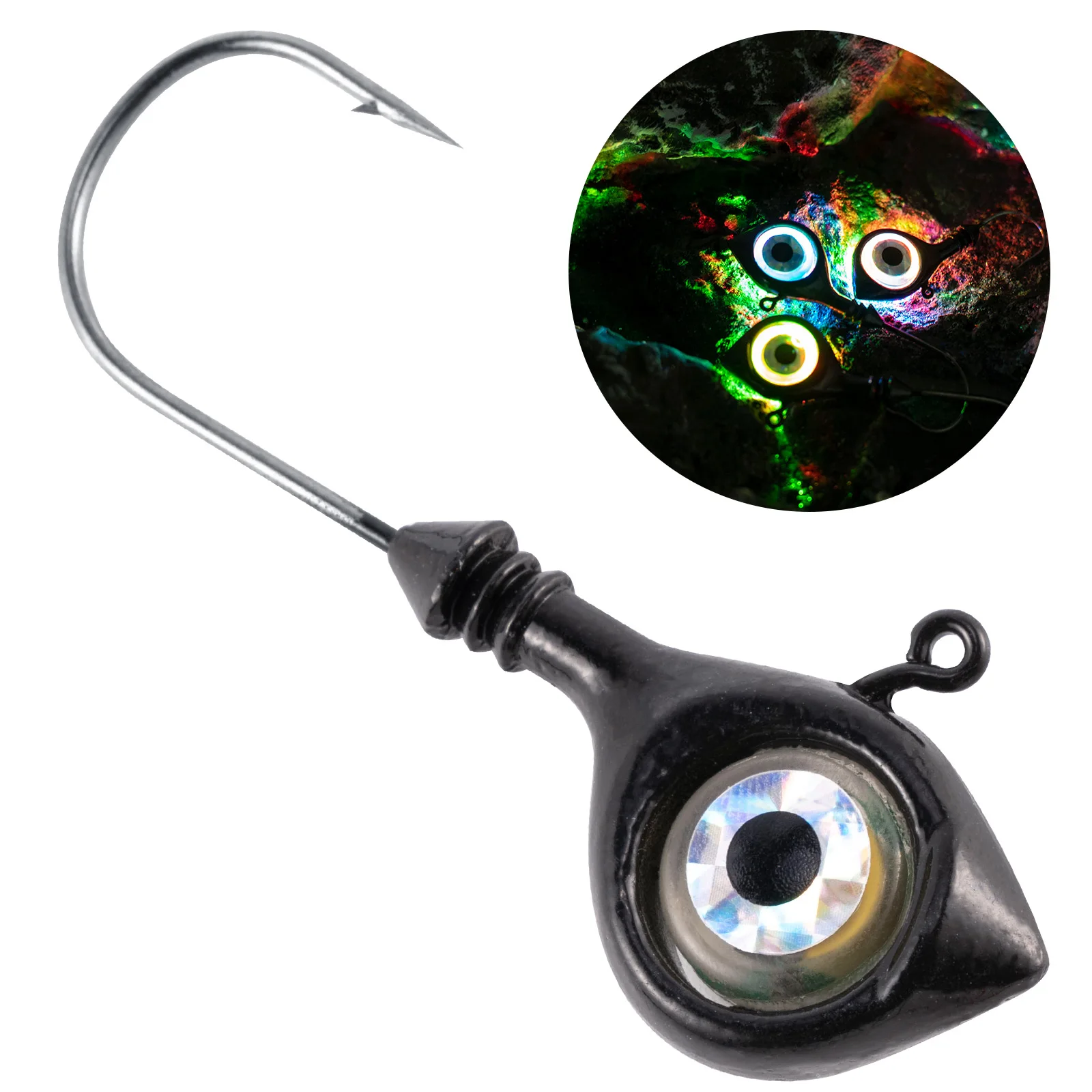 

Led Eye Jig Head Hook Deep Drop for Saltwater Fishing Lure Swimbait Soft Plastic Lure Flounder Pompano Striper Halibut