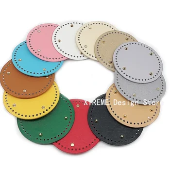 Snelle verzending ronde bodem voor gebreide tas pu lederen accessoires handgemaakte bodem met gaten diy gehaakte tas bodembasis