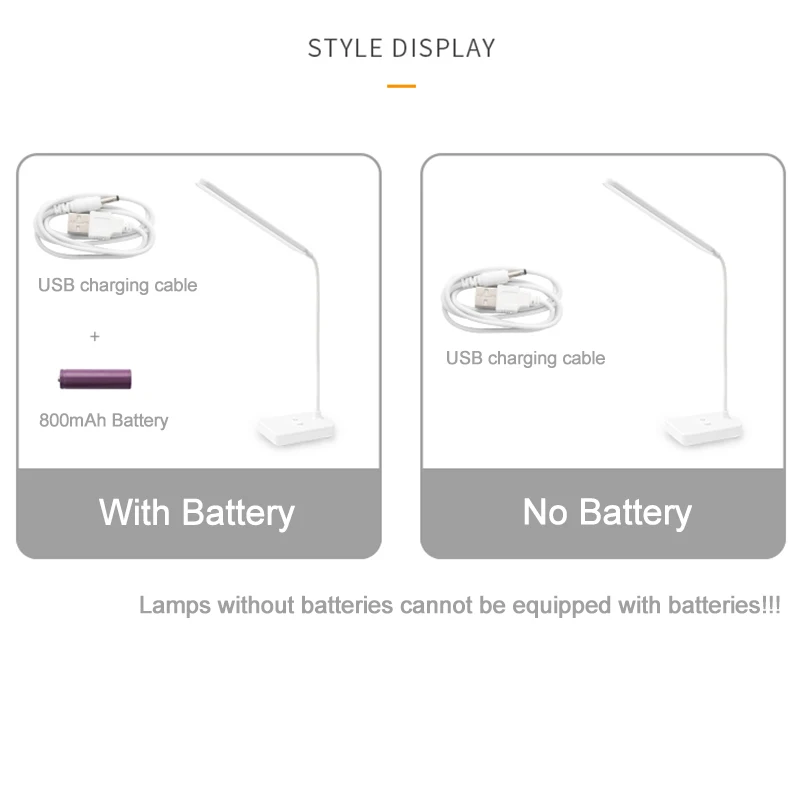 Imagem -02 - Dobrável Led Desk Lamp Usb Recarregável Proteção Ocular Toque Regulável Mesa de Leitura Luz Led Cores