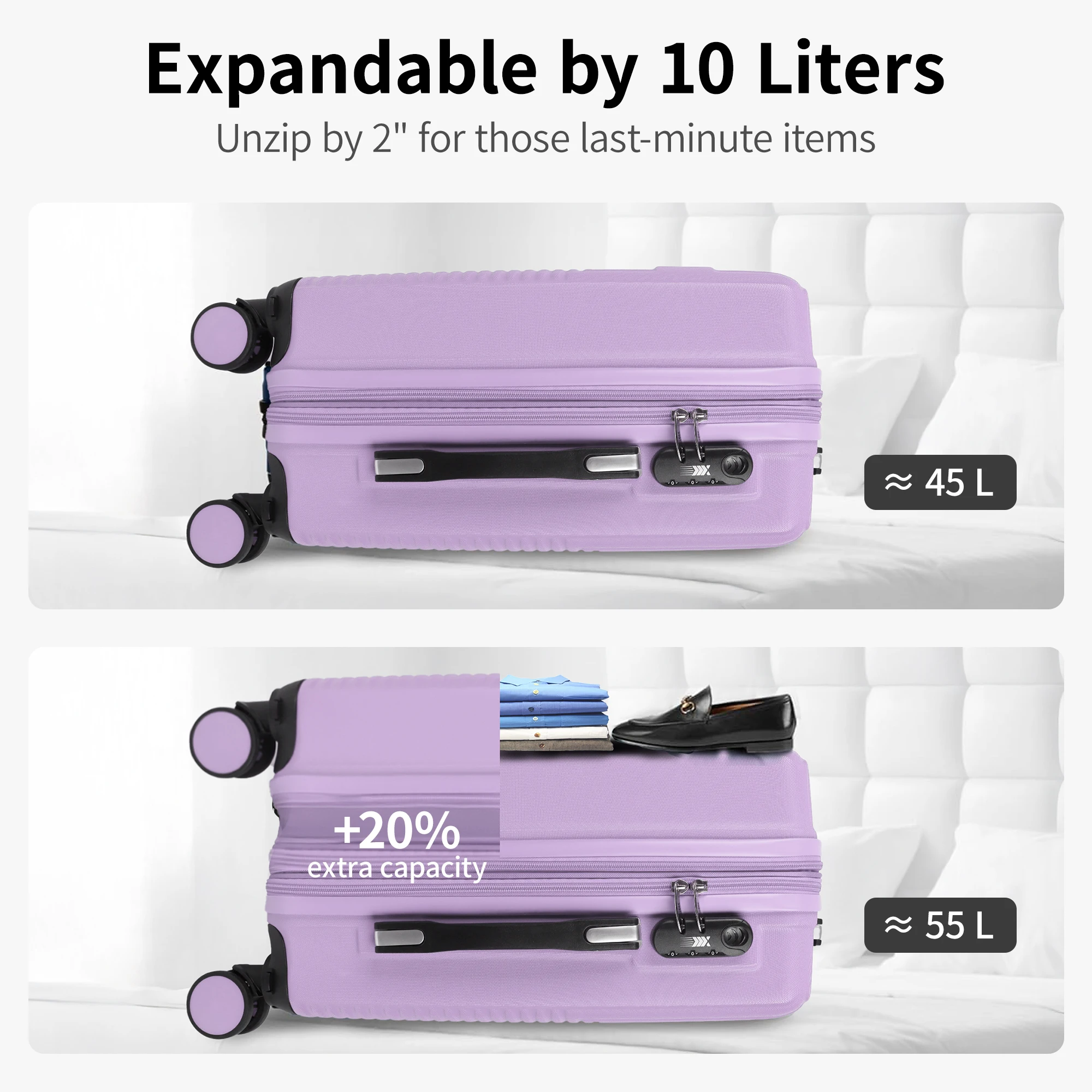 Легкий 20-дюймовый чемодан для ручной клади с твердым корпусом и 360° ° Чемодан на колесах Spinner Wheels, чемодан на колесиках для женщин