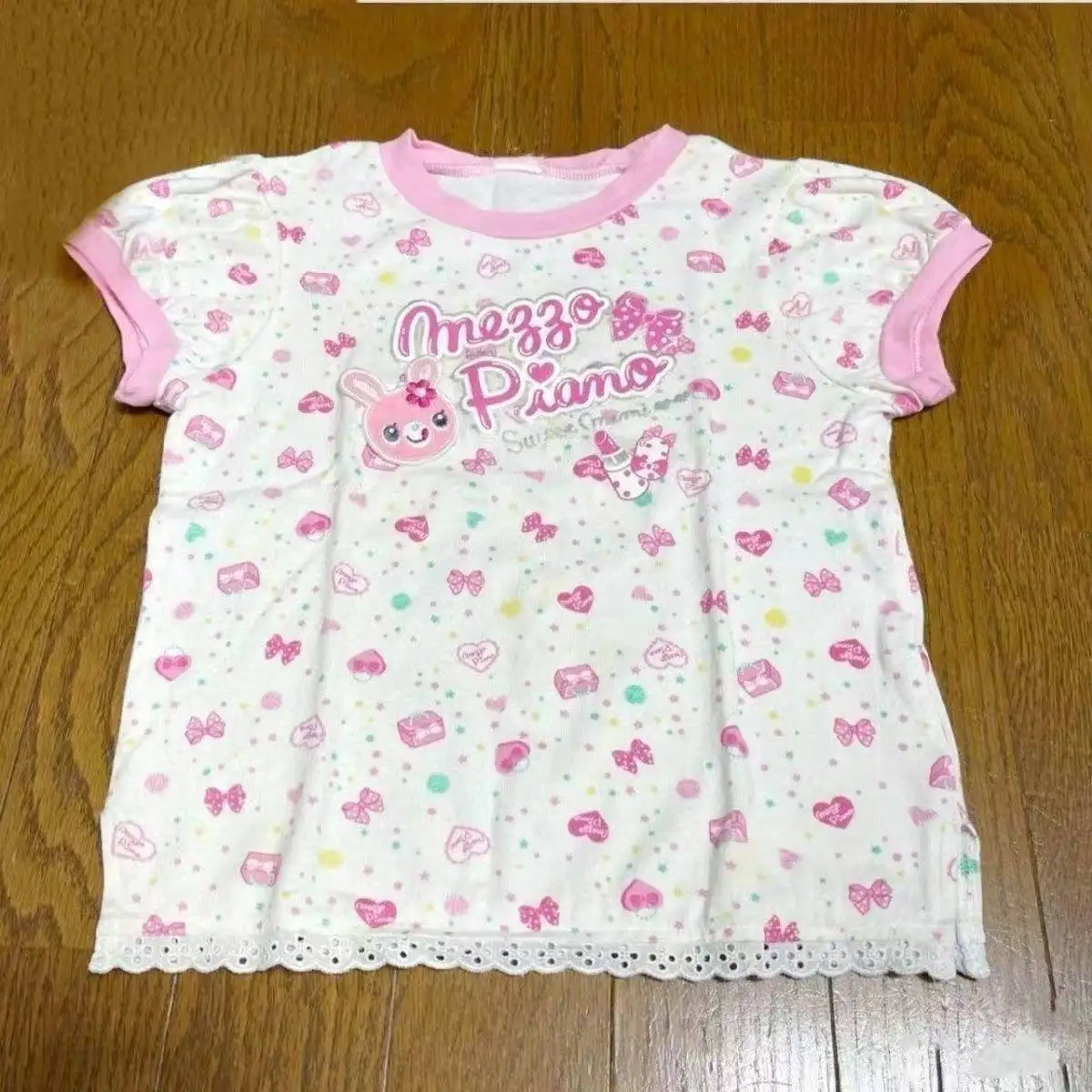 لوليتا طباعة القمم القوس كعكة بلوزة Y2K JK لوليتا اليابان Kawaii فتاة لطيف الحلو الدانتيل تي شيرت ألف خط تقسم كعكة تنورة جديد شيك