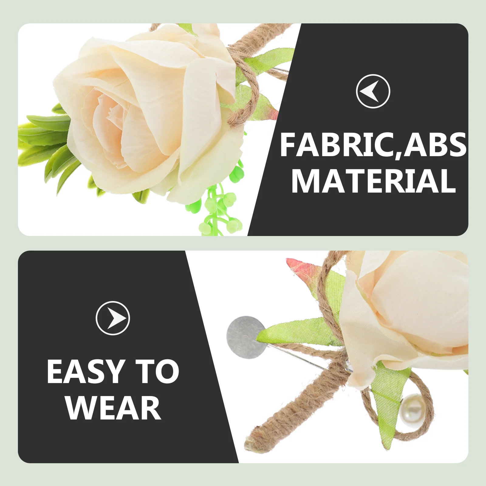 

4Pcs Fabric Artificial Boutonniere Bright Color Wedding Party Flower Pin for Men Women Clothing Accessories Decor