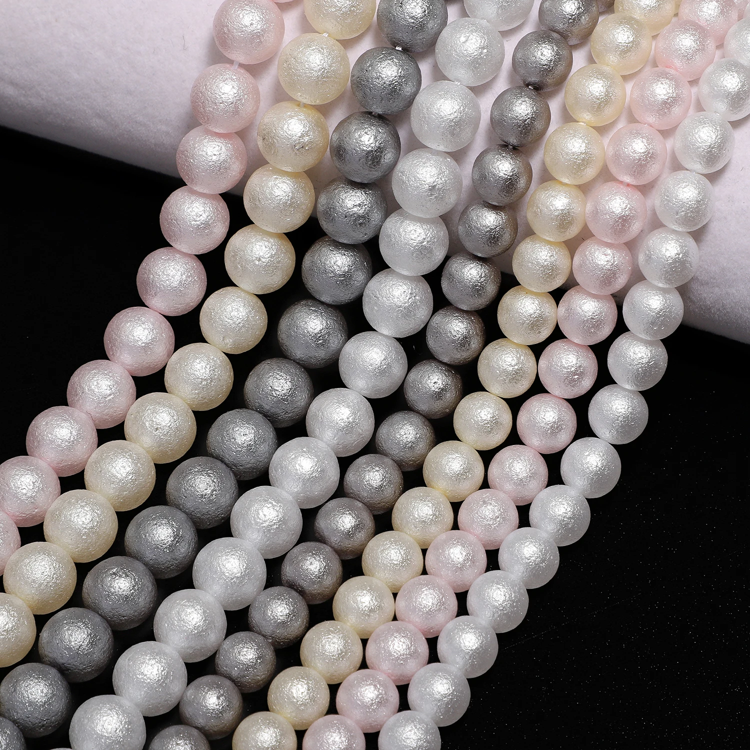 4-12mm Wrinkled Imitation Pearls Glass Beads White Pink Round Loose Beads For Jewelry Making DIY Necklace Bracelets Accessories
