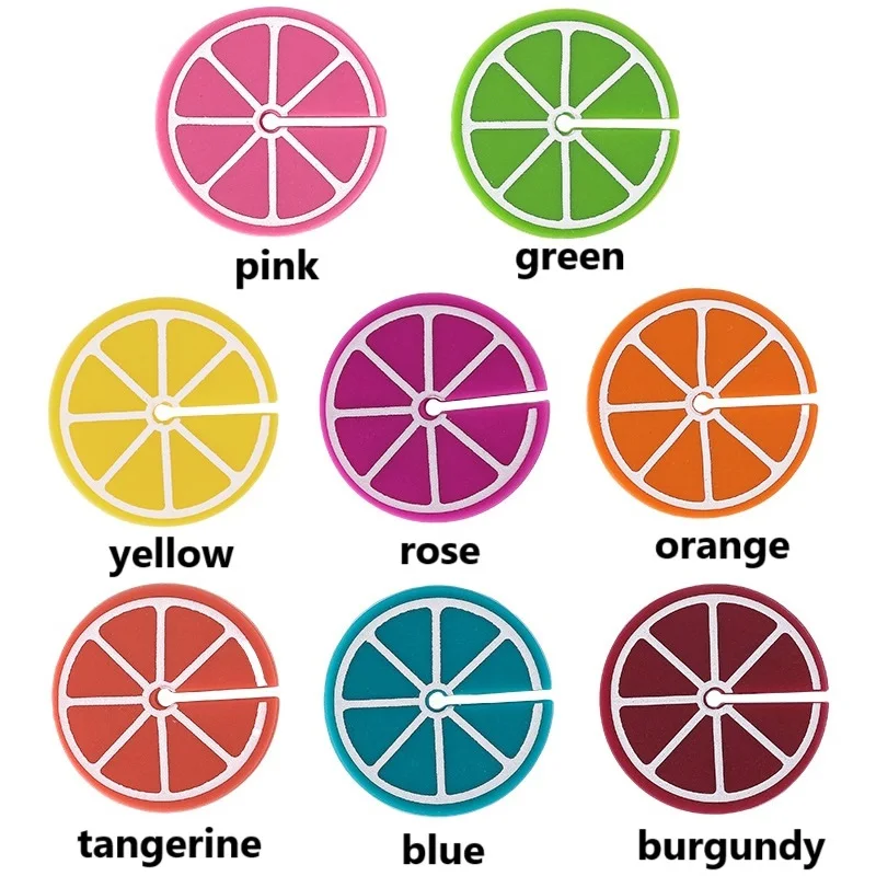 Ornamento di limone in silicone per vetro da 8 pezzi, riconoscente per bicchiere di vino, pennarello per bicchiere di vino per feste, riutilizzabile, adatto per bar, feste, cucina