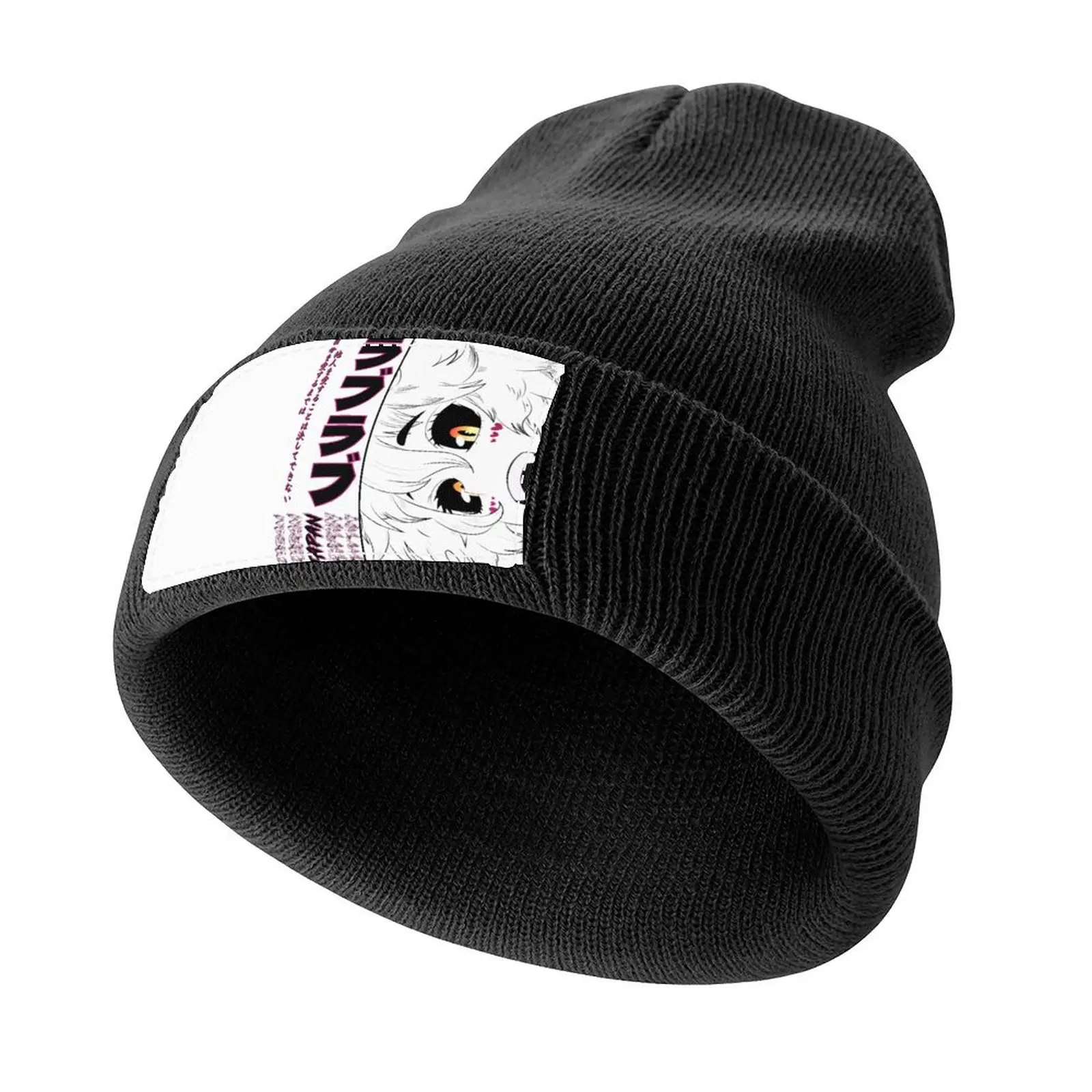 

Love and Happy Anime Eyes Cozy Typography Manga Art Knitted Cap Golf Wear New In The Hat Luxury Hat Men's Luxury Women's