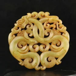 Old Natural Jade Hand-Carved Statue of Dragon Exquisite Handicraft