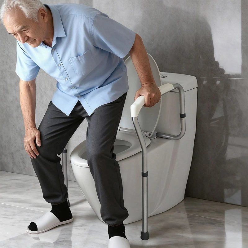 Toilet Safety Rail No Drill Anti Slip Elderly Disabled Bathroom Grab Bar Daily Useful Home Room Decor Accessible Support Handle