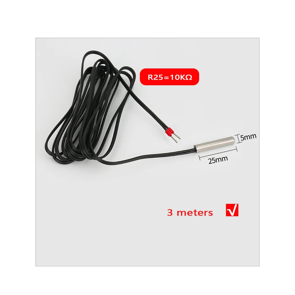 NTC 10K sensor 3-meter waterproof probe for connecting temperature measuring equipment to detect temperature,10 meter optional