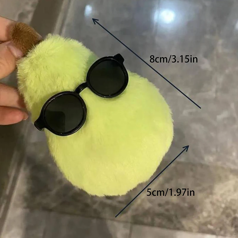 Cute Plush Green Pear Doll Pendant Creative Sunglasses Pear Doll Backpack Pendant Girl Gift