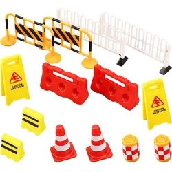 14Pcs Miniature Roadblocks Traffic Signs Toy Small Traffic Cones Traffic Street Signs Small Traffic Barricade