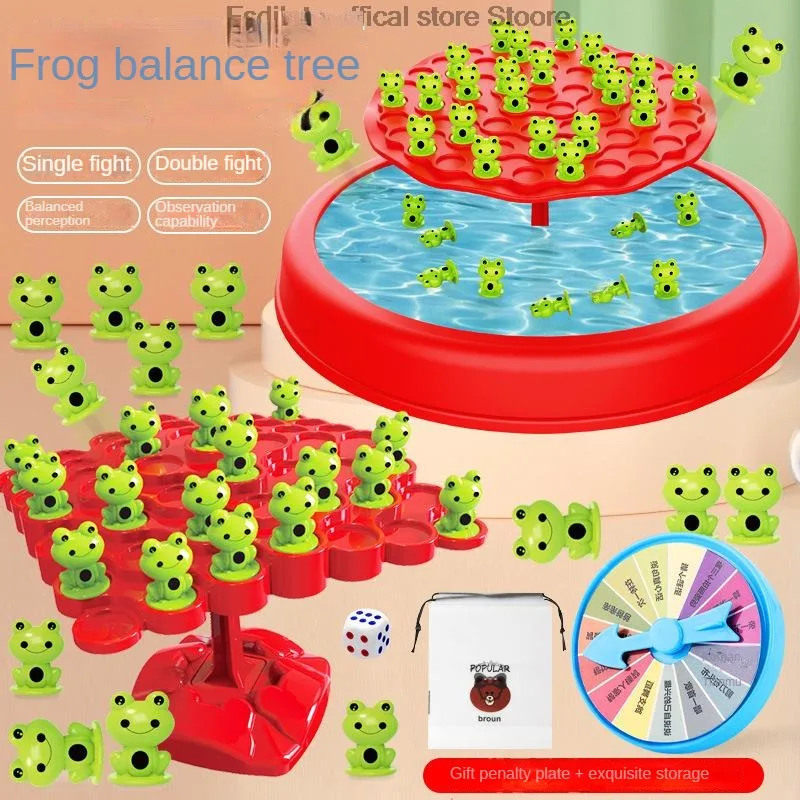 1 Set Frog balance tree children\'s toy Interactive puzzle board game Party toys Parenting activity for kids Birthday gifts 2024