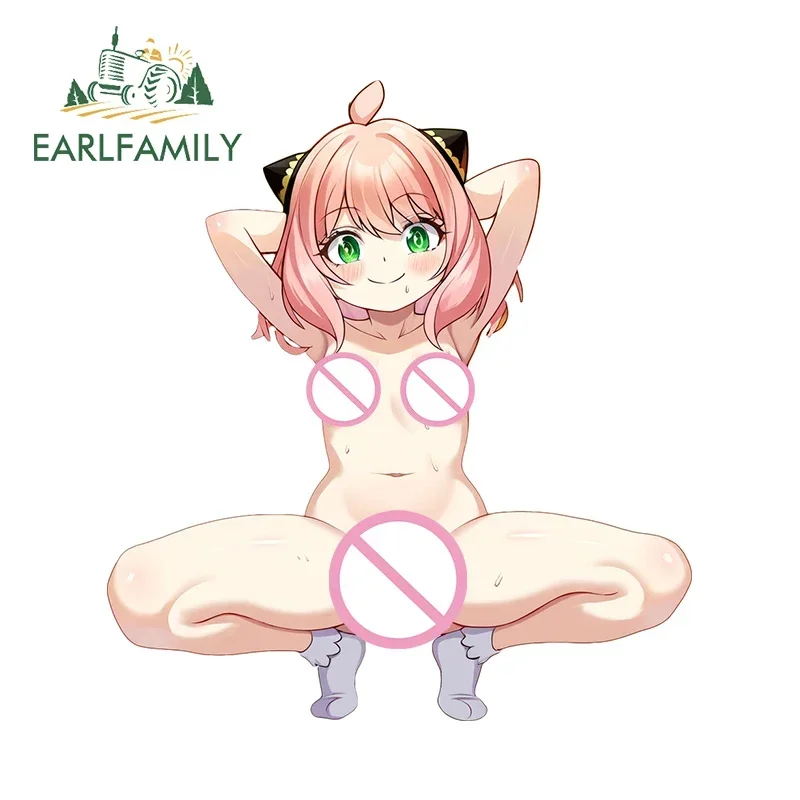 EARLFAMILY 13cm x 11.9cm Anya NSFW Breasts Stickers Ecchi Booty Hentai Lewd Sex Waifu Car Accessories Sunscreen Auto Decals