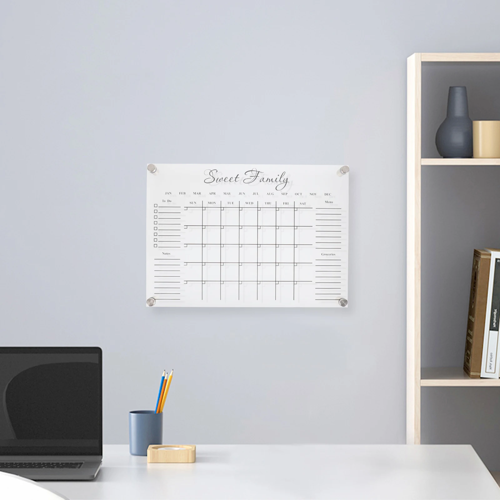 1 Set Transparent Acrylic Memo Board Modern Multi-Function Writing Message Note Board For Home Office School Erasable