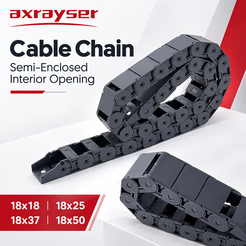 18x18 18x25 18x37 18x50 Bending Radius 28 38 48 75 100mm Cable Chain Semi-Enclosed Interior Opening 1m  For CNC Router Machine