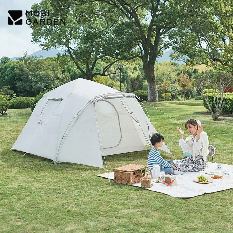 MOBI GARDEN Camping Automatic Tent for Family Kid 3-4 People Outdoor Picnic Speed-Opening Tent Fiberglass Pole Hiking UPF50+