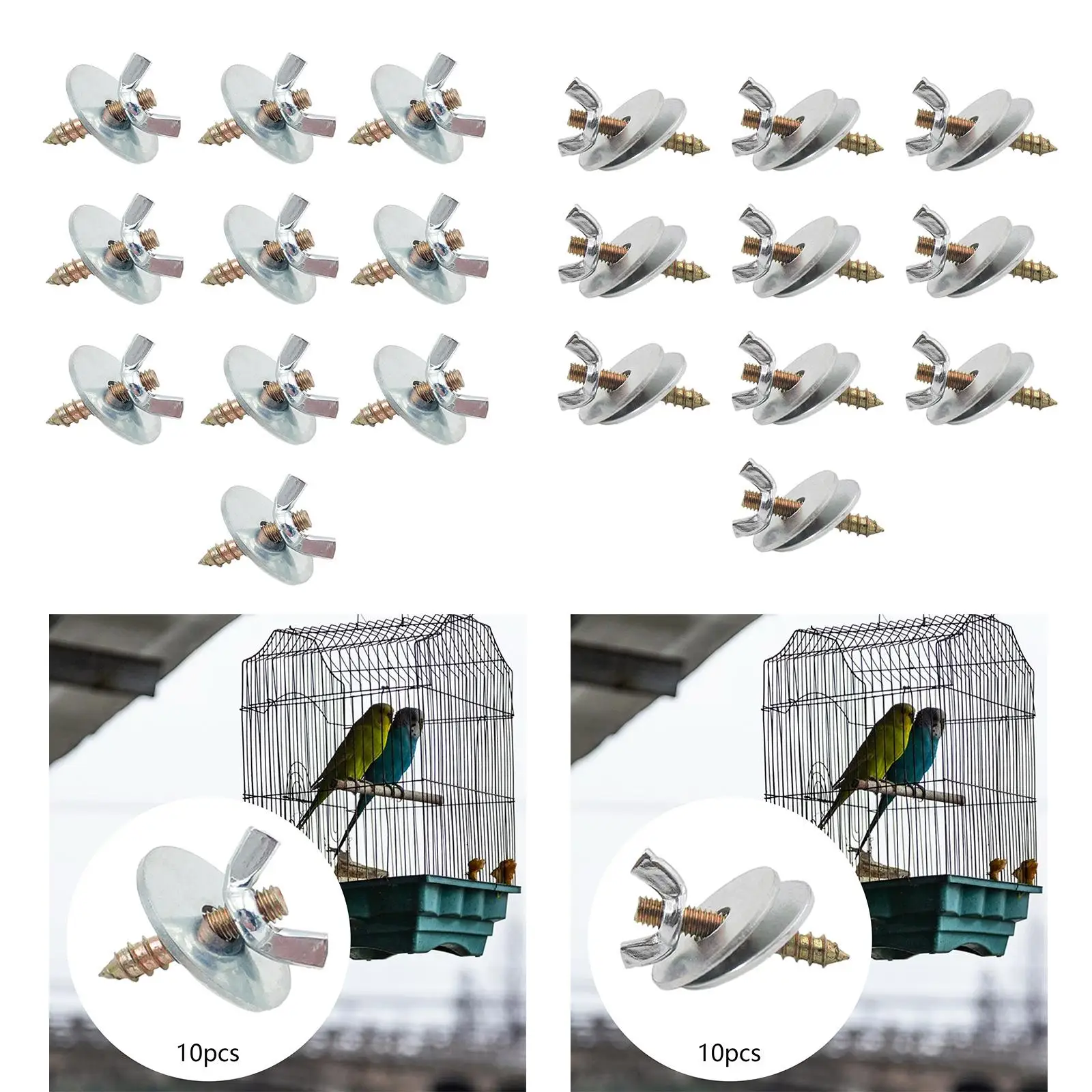 10 Pieces Bird Perches Fitting Screws Nut Kits Bird Cage Screws Metal M5*30 Bird Perch Fixing Accessories for Bird Stand Rack